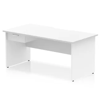 Impulse Scalloped Edge Panel End Straight Desk With Single One Drawer Fixed Pedestal