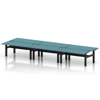 Air Back-to-Back Height Adjustable Bench Desk - 6 Person