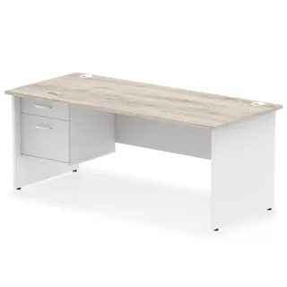 Impulse Panel End Straight Desk With Single Fixed Pedestal