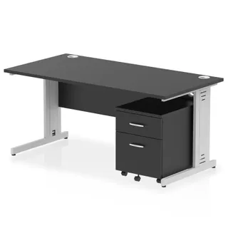 Impulse Cable Managed Straight Desk With Mobile Pedestal