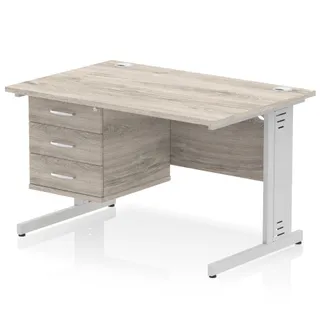 Impulse Cable Managed Straight Desk With Single Fixed Pedestal