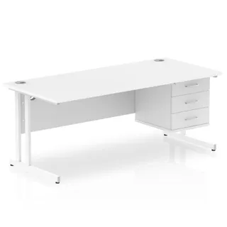 Impulse Cantilever Straight Desk With Single Fixed Pedestal