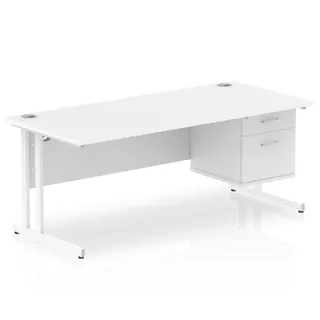 Impulse Cantilever Straight Desk With Single Fixed Pedestal