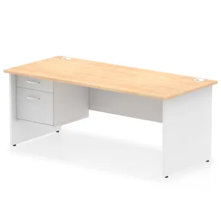 OE - Impulse 1800mm Panel End Straight Desk With Single Fixed Pedestal Two Tone