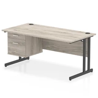 Impulse Cantilever Straight Desk With Single Fixed Pedestal