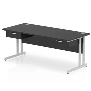 Impulse Cantilever Straight Desk With Two One Drawer Fixed Pedestals