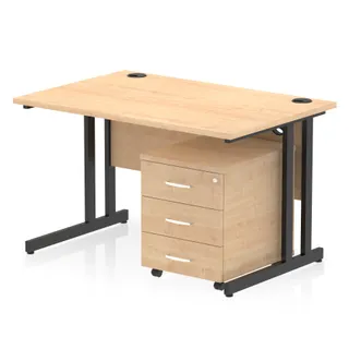 Impulse Cantilever Straight Desk With Mobile Pedestal