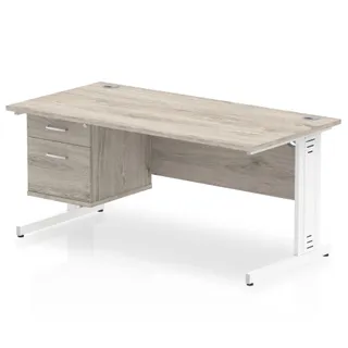 Impulse Cable Managed Straight Desk With Single Fixed Pedestal