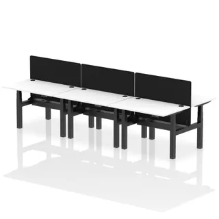Air Back-to-Back Height Adjustable Bench Desk - 6 Person