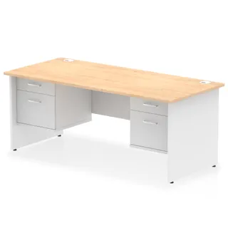 Impulse Panel End Straight Desk With Two Fixed Pedestal