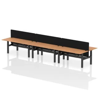 Air Back-to-Back Height Adjustable Bench Desk - 6 Person