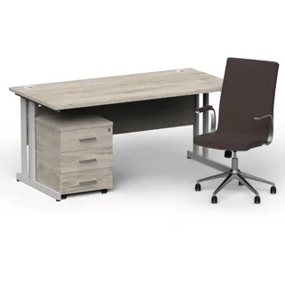 Impulse 1600mm Cantilever Straight Desk With Mobile Pedestal and Ezra Executive Chair