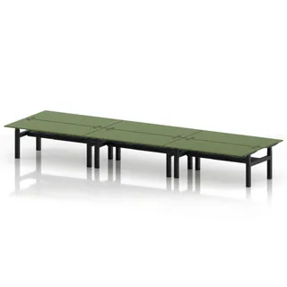 Air Back-to-Back Height Adjustable Bench Desk - 6 Person