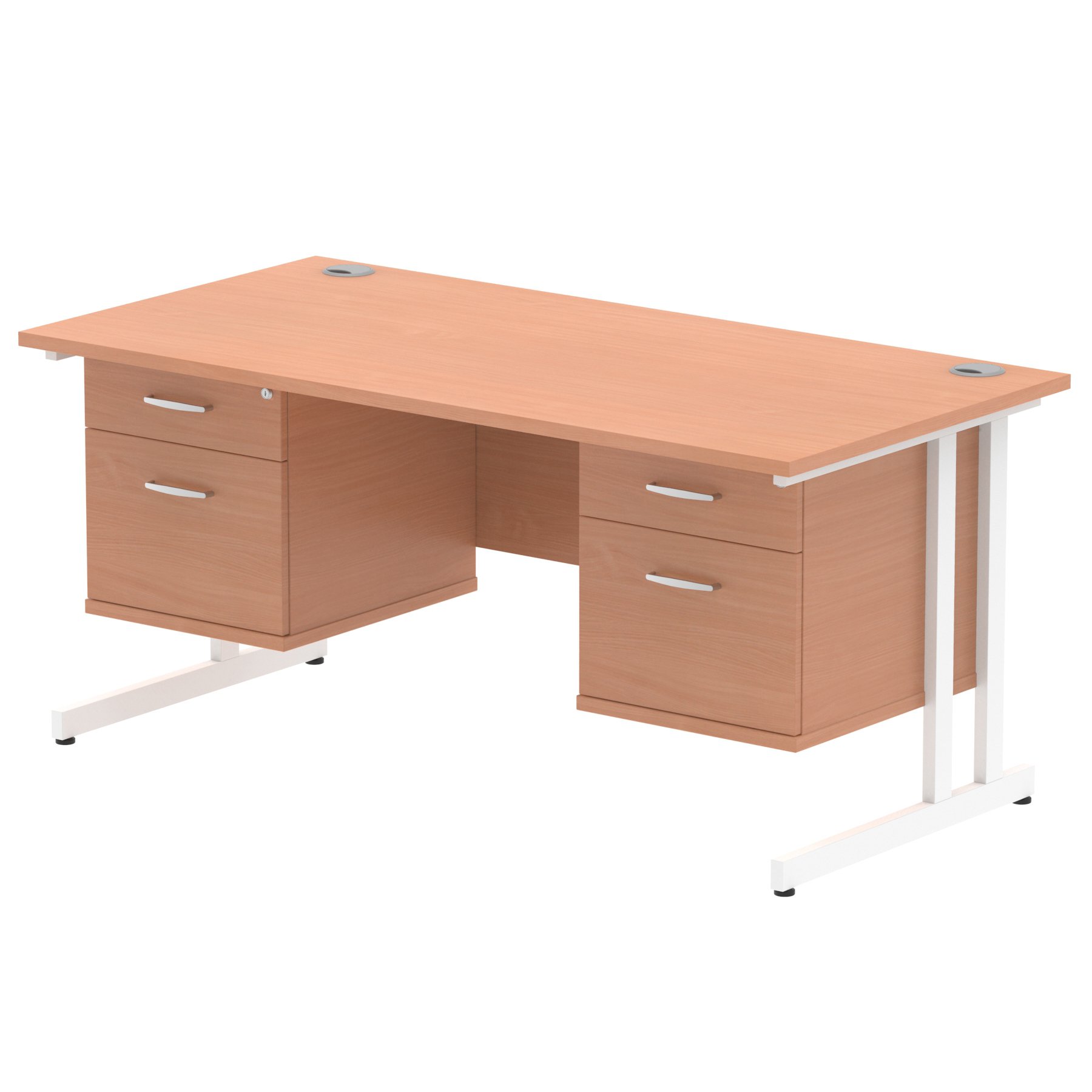 Impulse Cantilever Straight Desk With Two Fixed Pedestal