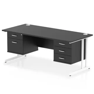Impulse Cantilever Straight Desk With Two Fixed Pedestal