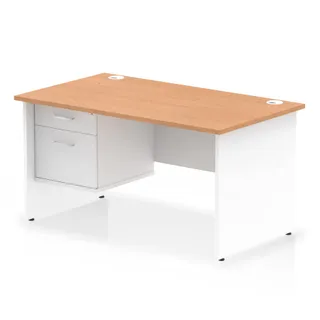 Impulse Panel End Straight Desk With Single Fixed Pedestal