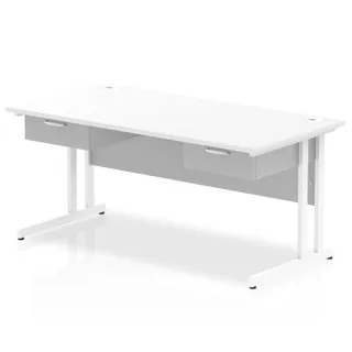 Impulse Cantilever Straight Desk With Two One Drawer Fixed Pedestals