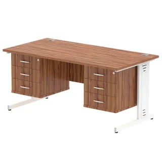 Impulse Cable Managed Straight Desk With Two Fixed Pedestal
