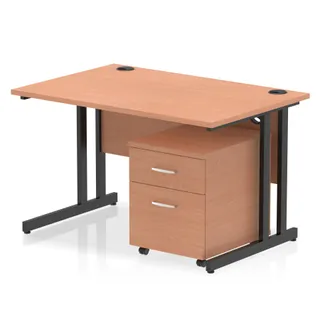 Impulse Cantilever Straight Desk With Mobile Pedestal