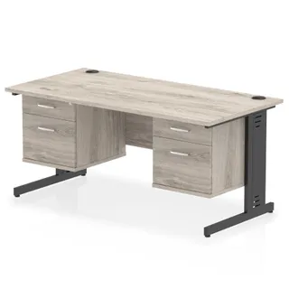 Impulse Cable Managed Straight Desk With Two Fixed Pedestal