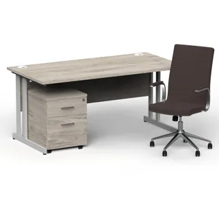 Impulse 1600mm Cantilever Straight Desk With Mobile Pedestal and Ezra Executive Chair