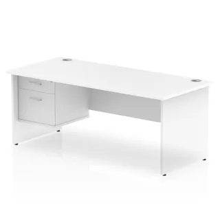 EE - Impulse Panel End Straight Desk With Single Fixed Pedestal