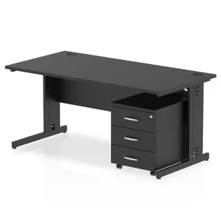 Impulse Cable Managed Straight Desk With Mobile Pedestal