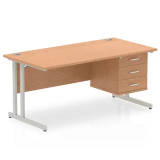 Impulse Cantilever Straight Desk With Single Fixed Pedestal