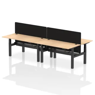 Air Back-to-Back Height Adjustable Bench Desk - 4 Person