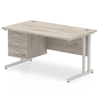 OE - Impulse Cantilever Straight Desk With Single Fixed Pedestal