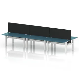 Air Back-to-Back Height Adjustable Bench Desk - 6 Person
