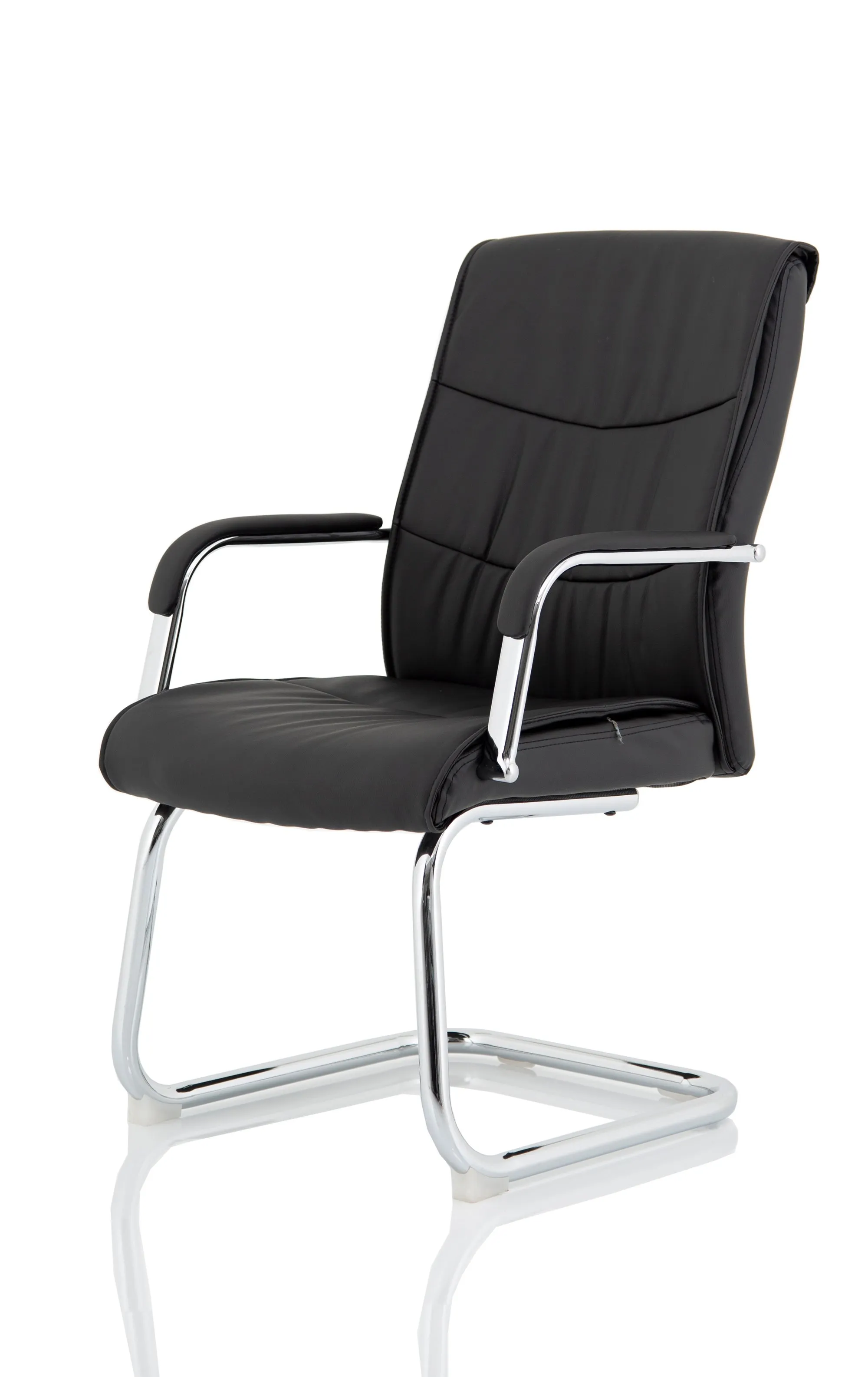 Carter Medium Back Black Leather Cantilever Visitor Office Chair with Arms