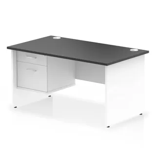Impulse Panel End Straight Desk With Single Fixed Pedestal