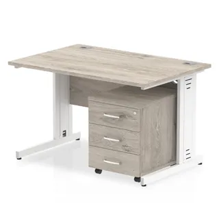 Impulse Cable Managed Straight Desk With Mobile Pedestal