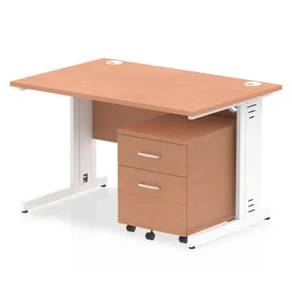 Impulse Cable Managed Straight Desk With Mobile Pedestal
