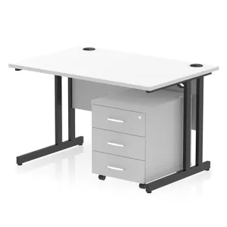 Impulse Cantilever Straight Desk With Mobile Pedestal