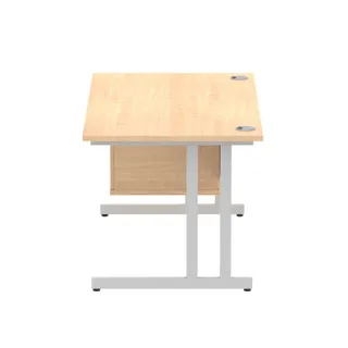 Impulse Cantilever Straight Desk With Single Fixed Pedestal