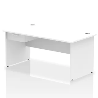 Impulse Panel End Straight Desk With Single One Drawer Fixed Pedestal