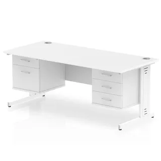 Impulse Cable Managed Straight Desk With Two Fixed Pedestal