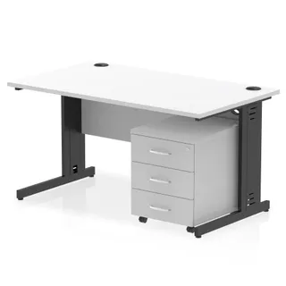 Impulse Cable Managed Straight Desk With Mobile Pedestal