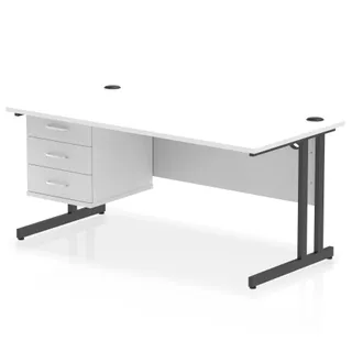 Impulse Cantilever Straight Desk With Single Fixed Pedestal
