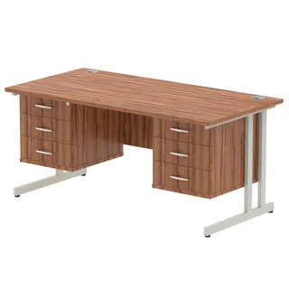 Impulse Cantilever Straight Desk With Two Fixed Pedestal