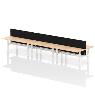 Air Back-to-Back Height Adjustable Bench Desk - 6 Person