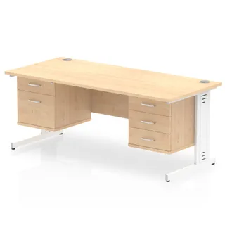 Impulse Cable Managed Straight Desk With Two Fixed Pedestal