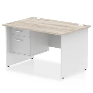 OE - Impulse Panel End Straight Desk With Single Fixed Pedestal Two Tone