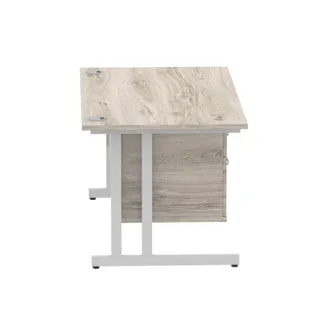 Impulse Cantilever Straight Desk With Single Fixed Pedestal