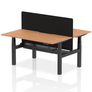 Air Back-to-Back Scalloped Edge Height Adjustable Bench Desk - 2 Person