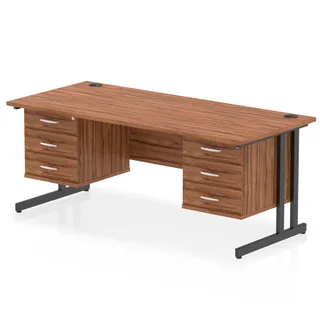 Impulse Cantilever Straight Desk With Two Fixed Pedestal