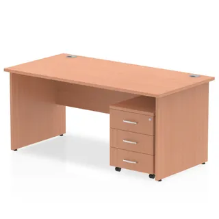 EE - Impulse Panel End Straight Desk With Mobile Pedestal