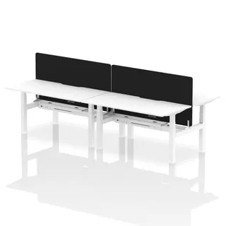 Air Back-to-Back Scalloped Edge Height Adjustable Bench Desk - 4 Person